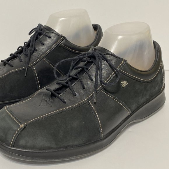 Finn Comfort Men's Black Leather Lace Up Loafer Shoes Exposed Stitching US 7.5 - Picture 2 of 14